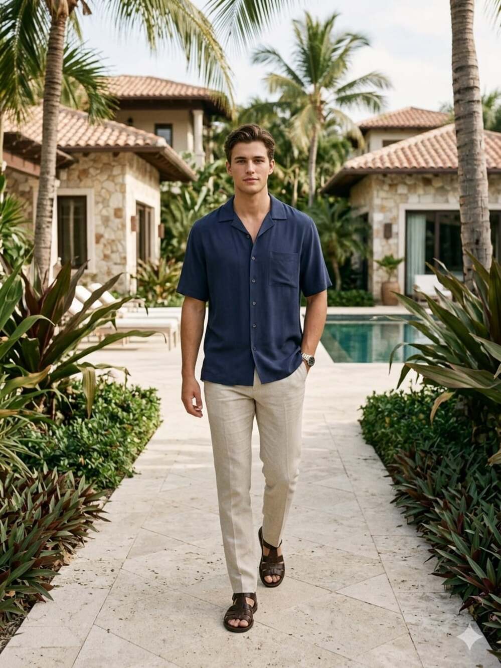 NWT Onia Silk Vacation Shirt Deep Navy Size M